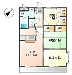 フォレストハイムＤ 3階3LDKの間取り