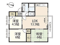 ビューラーM　B棟 1階3LDKの間取り
