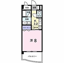 カーサ・デ・ナカスジ 4階1Kの間取り