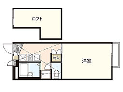 ウイングス馬木 1階1Kの間取り