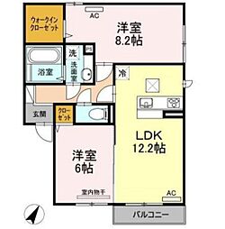 サントーク東原　Ｆ棟 1階2LDKの間取り