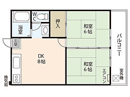 第1旭ビル 4階2DKの間取り