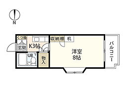 藤崎ビル3 3階1Kの間取り