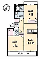 フェリーチェ・Ｓ 3階2LDKの間取り