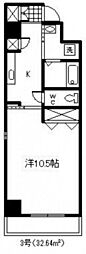 柳川ビル 4階1Kの間取り