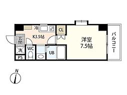 アトラクティブハイム 5階1Kの間取り