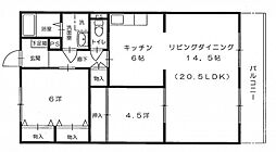 グリーンゼファー 3階2LDKの間取り
