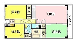 サンライフ松谷 4階3LDKの間取り