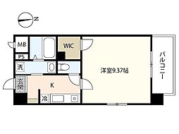 第14友建ビル 7階1Kの間取り