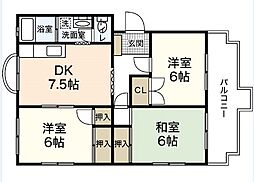 新納マンション 4階3LDKの間取り