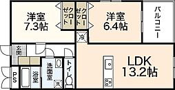 Cantata 3階2LDKの間取り