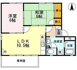 ボービラージュ坂本　C棟 1階2LDKの間取り