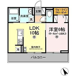メゾン・ド・シャトー 2階1LDKの間取り