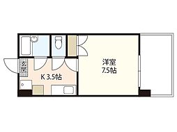 ソレイユ白島 7階1Kの間取り