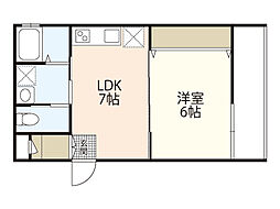est 上安 1階1LDKの間取り