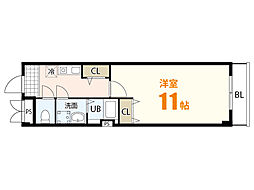 コンフォート緑井 1階1Kの間取り
