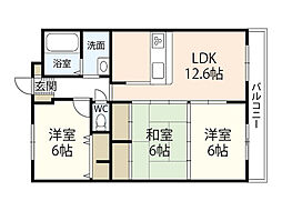 アスロード 3階3LDKの間取り