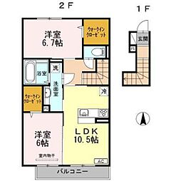 カーサ・フェリーチェ 2階2LDKの間取り