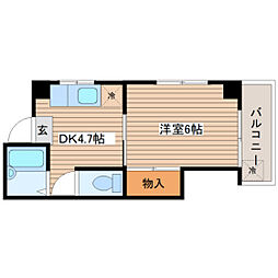 メゾン陽光 4階1DKの間取り