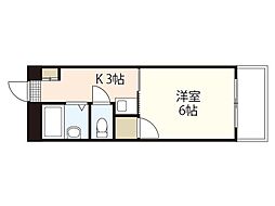 ピープルタウン八幡 5階1Kの間取り