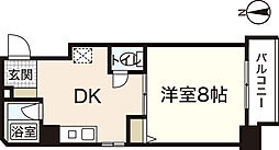 アヴァンセ中筋II 3階1Kの間取り