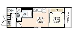 ＭＯＶＥ楽々園ＷＥＳＴ 1階1LDKの間取り