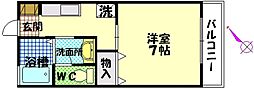 セジュール廿日市 1階1Kの間取り