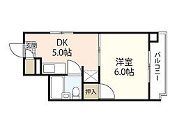 武井ビル 5階1DKの間取り