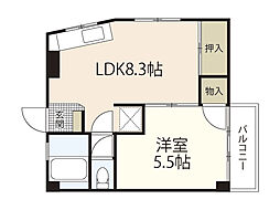 みさきマンション 4階1LDKの間取り