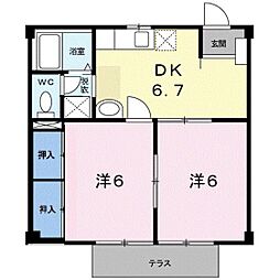 ファミール安東 2階2DKの間取り