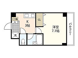 コンフォート天満川 3階1Kの間取り