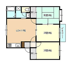 エクセル西原B棟 2階3LDKの間取り