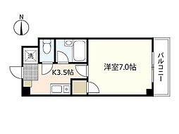 ラフォーレ東原III 1階1Kの間取り