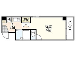 クリエーション中広 2階ワンルームの間取り