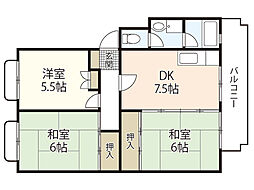 第2仁井田マンション 3DKの間取図画像