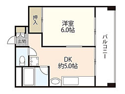 フドウ庚午ハイツ・プレゼンスビル 7階1DKの間取り