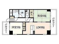 双葉ヒルズ横川駅前 5階2LDKの間取り