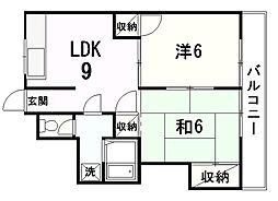 シャルム成城 3階2LDKの間取り