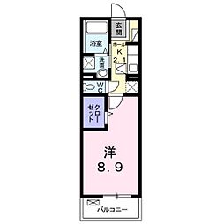 シャルム肥後II 1階1Kの間取り