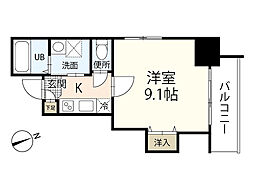 Ｌａ　Ｖｉｖａｎｔ　西白島 6階1Kの間取り