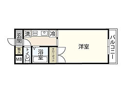 田中興産第11ビル 5階1Kの間取り