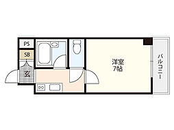 Fビル井口 3階1Kの間取り