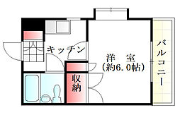 Ｍ山肩ビル 4階1Kの間取り