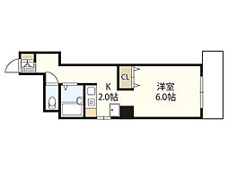アクアコート廿日市 4階ワンルームの間取り
