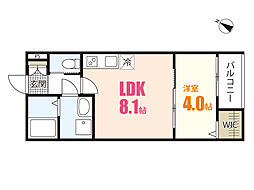 セブンプロートギオンクレスト 1階1LDKの間取り