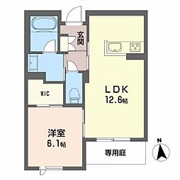 クロシェット祇園西原 1階1LDKの間取り