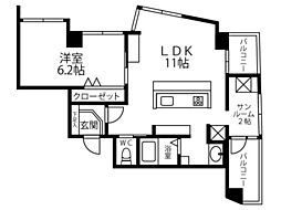 ロッコーマンション国泰寺 3階1LDKの間取り