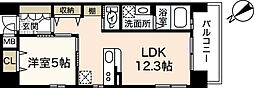 アールヴォレ楠木 10階1LDKの間取り