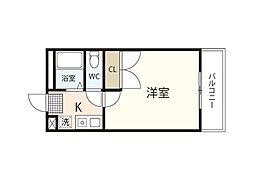 レオパレス城南田村 1Kの間取図画像