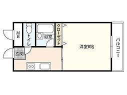 己斐西ハイム 1DKの間取図画像